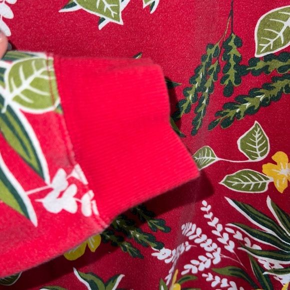 Vans Off The Wall Rare Red Tropical Floral Hawaiian Pullover Crewneck Medium - Picture 4 of 7